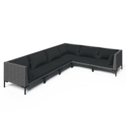 vidaXL Sofás de jardín 6 piezas y cojines ratán sintético gris oscuro