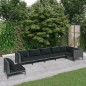 vidaXL Sofás de jardín 7 piezas y cojines ratán sintético gris oscuro vidaXL Sofás de jardín 7 piezas y cojines ratán sintético gris oscuro