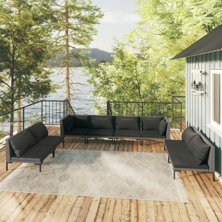 vidaXL Set sofás de jardín 8 pzas cojines ratán sintético gris oscuro