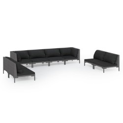 vidaXL Set sofás de jardín 8 pzas cojines ratán sintético gris oscuro