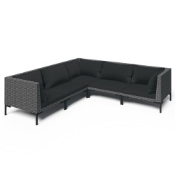 vidaXL Sofás de jardín 5 pzas y cojines ratán sintético gris oscuro
