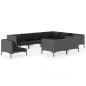 vidaXL Sofás de jardín 9 pzas y cojines ratán sintético gris oscuro vidaXL Sofás de jardín 9 pzas y cojines ratán sintético gris oscuro