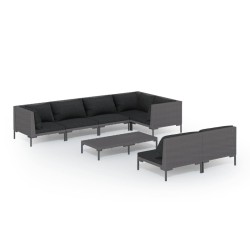 vidaXL Set sofás de jardín 8 pzas cojines ratán sintético gris oscuro