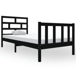 vidaXL Estructura de cama madera maciza de pino negro 90x200 cm