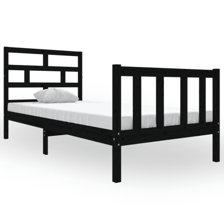 vidaXL Estructura de cama madera maciza de pino negro 90x200 cm