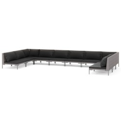 vidaXL Muebles de jardín 10 pzas y cojines ratán sintético gris oscuro