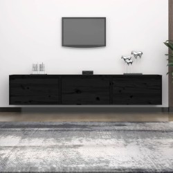 vidaXL Mueble de TV 3 piezas madera maciza de pino negro