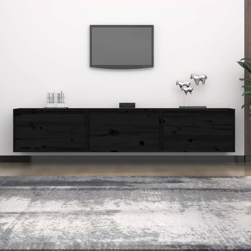 vidaXL Mueble de TV 3 piezas madera maciza de pino negro vidaXL Mueble de TV 3 piezas madera maciza de pino negro