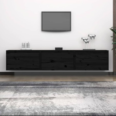 vidaXL Mueble de TV 3 piezas madera maciza de pino negro