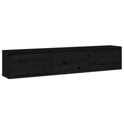 vidaXL Mueble de TV 3 piezas madera maciza de pino negro