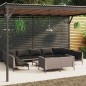 vidaXL Sofás de jardín 12 pzas cojines ratán sintético gris oscuro vidaXL Sofás de jardín 12 pzas cojines ratán sintético gris oscuro