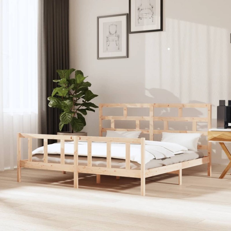 vidaXL Estructura de cama de madera maciza de pino 200x200 cm vidaXL Estructura de cama de madera maciza de pino 200x200 cm