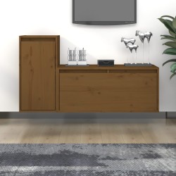 vidaXL Muebles para TV 2 piezas madera maciza de pino marrón miel