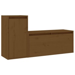 vidaXL Muebles para TV 2 piezas madera maciza de pino marrón miel