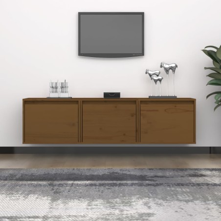 vidaXL Muebles para TV 3 piezas madera maciza de pino marrón miel