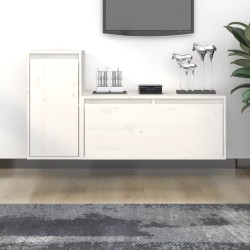 vidaXL Muebles para TV 2 piezas madera maciza de pino blanco