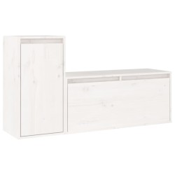 vidaXL Muebles para TV 2 piezas madera maciza de pino blanco