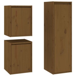 vidaXL Muebles para TV 3 piezas madera maciza de pino marrón miel