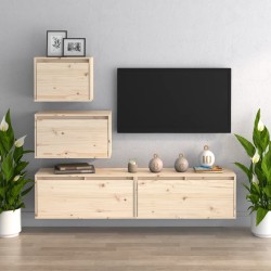 vidaXL Muebles para TV 4 piezas madera maciza de pino