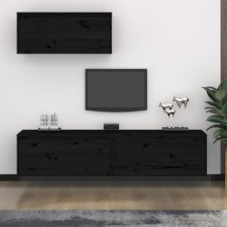 vidaXL Muebles para TV 3 piezas madera maciza de pino negro