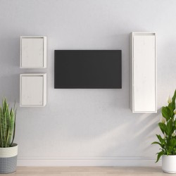 vidaXL Muebles para TV 3 piezas madera maciza de pino blanco