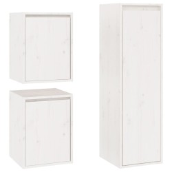 vidaXL Muebles para TV 3 piezas madera maciza de pino blanco