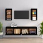 vidaXL Muebles para TV 4 piezas madera maciza de pino negro