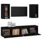 vidaXL Muebles para TV 4 piezas madera maciza de pino negro