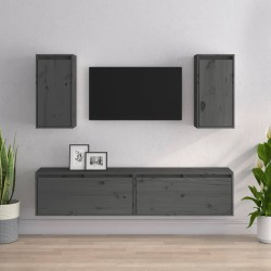 vidaXL Muebles para TV 4 piezas madera maciza de pino gris