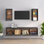 vidaXL Muebles para TV 4 piezas madera maciza de pino gris vidaXL Muebles para TV 4 piezas madera maciza de pino gris