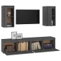 vidaXL Muebles para TV 4 piezas madera maciza de pino gris vidaXL Muebles para TV 4 piezas madera maciza de pino gris