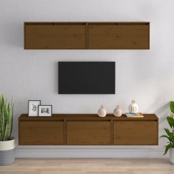 vidaXL Muebles para TV 5 piezas madera maciza de pino marrón miel