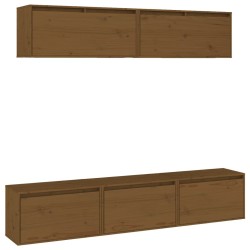 vidaXL Muebles para TV 5 piezas madera maciza de pino marrón miel
