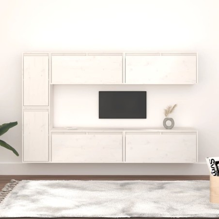 vidaXL Muebles para TV 6 piezas madera maciza de pino blanco