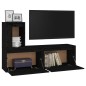 vidaXL Muebles para TV 3 piezas madera maciza de pino negro