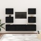 vidaXL Muebles para TV 7 piezas madera maciza de pino negro vidaXL Muebles para TV 7 piezas madera maciza de pino negro