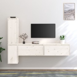 vidaXL Muebles para TV 4 piezas madera maciza de pino blanco