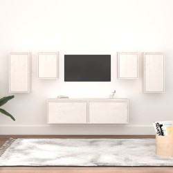 vidaXL Muebles para TV 6 piezas madera maciza de pino blanco