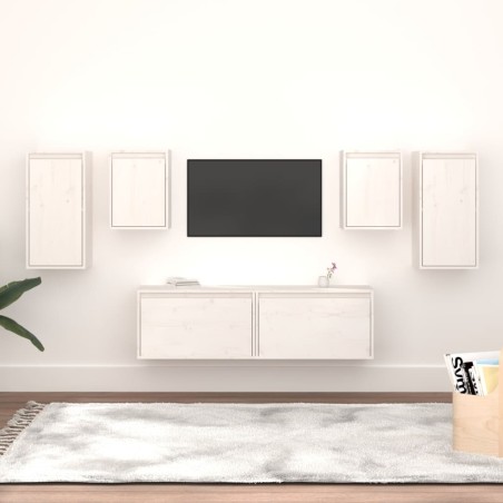 vidaXL Muebles para TV 6 piezas madera maciza de pino blanco