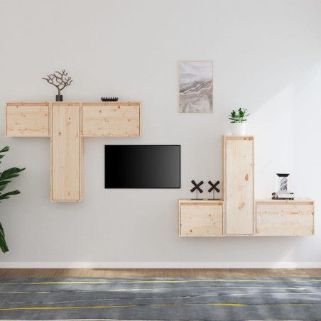 vidaXL Muebles para TV 6 piezas madera maciza de pino