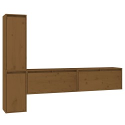vidaXL Muebles para TV 4 piezas madera maciza de pino marrón miel