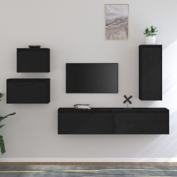 vidaXL Muebles para TV 5 piezas madera maciza de pino negro