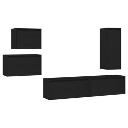 vidaXL Muebles para TV 5 piezas madera maciza de pino negro