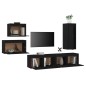 vidaXL Muebles para TV 5 piezas madera maciza de pino negro vidaXL Muebles para TV 5 piezas madera maciza de pino negro