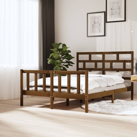 vidaXL Estructura de cama madera maciza pino marrón miel 150x200 cm