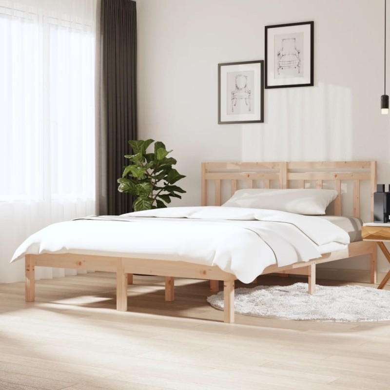 vidaXL Estructura de cama de matrimonio madera maciza 120x190 cm vidaXL Estructura de cama de matrimonio madera maciza 120x190 cm