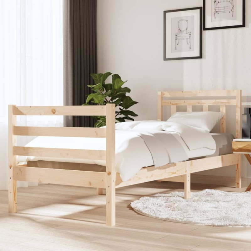 vidaXL Estructura de cama individual pequeña madera maciza 75x190 cm vidaXL Estructura de cama individual pequeña madera maciza 75x190 cm