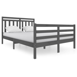 vidaXL Estructura de cama de madera maciza gris 140x200 cm