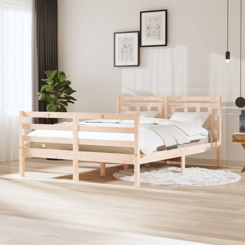 vidaXL Estructura de cama madera maciza 140x200 cm vidaXL Estructura de cama madera maciza 140x200 cm