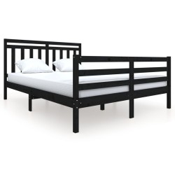 vidaXL Estructura de cama de madera maciza negra 160x200 cm